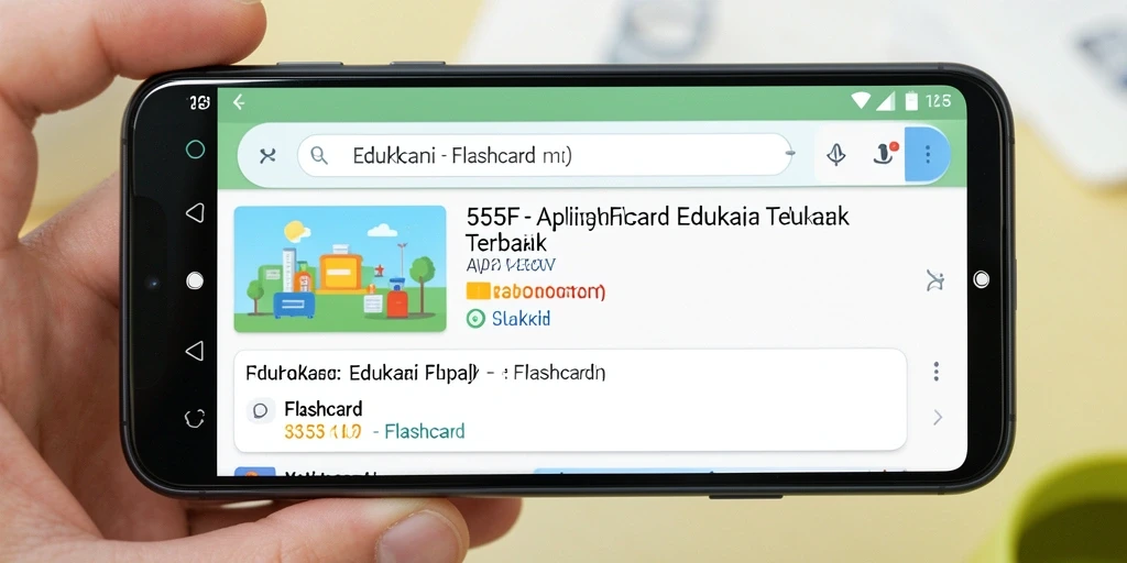 Antarmuka aplikasi 555F dengan fungsi Flashcard yang interaktif.