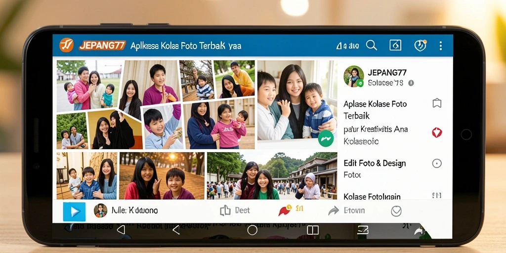 Screenshot antarmuka JEPANG77 menunjukkan kemudahan pembuatan kolase foto.