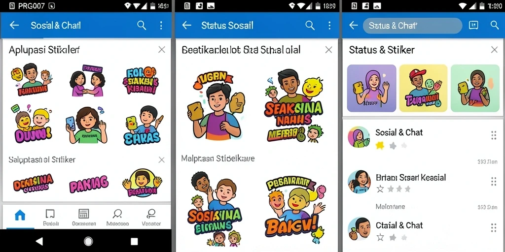 Tampilan antarmuka PRG007 dengan koleksi stiker berwarna-warni.