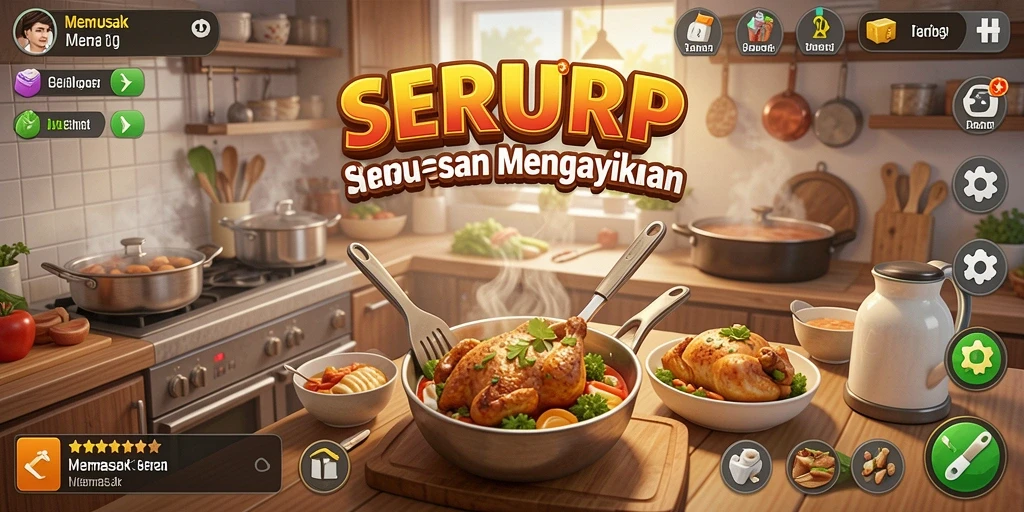 Antarmuka pengguna yang menarik untuk game Memasak SERURP.