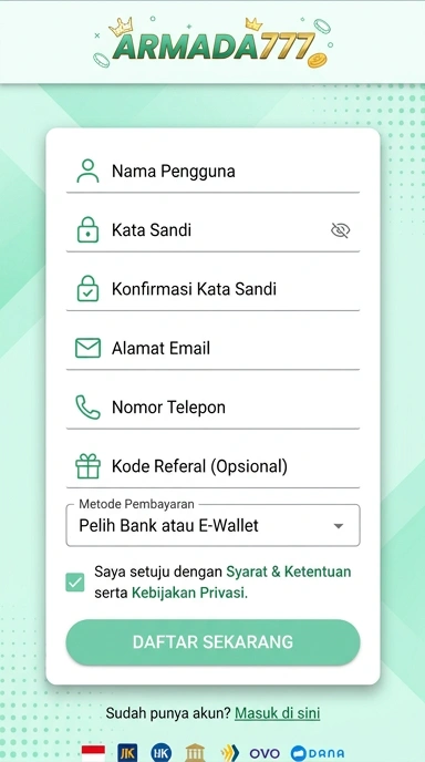 Panduan Registrasi Akun Baru Armada777 untuk Pemain
