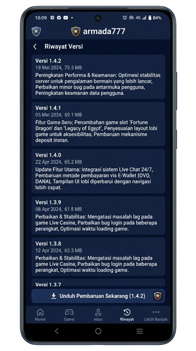 Riwayat Versi armada777 untuk Pengguna Android